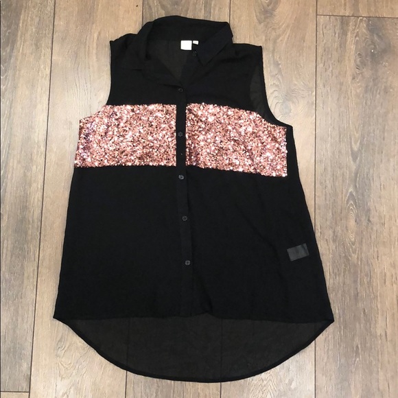 Twik Black Sheer Tank with Rose Gold Sparkles - Picture 2 of 6